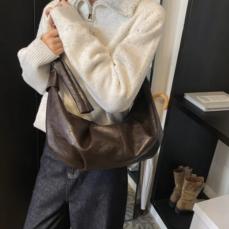RIVMIND PU Dumpling Bag, Crossbody Bag, Shoulder Bag Women's Black/Khaki/Coffee/Brown-15
