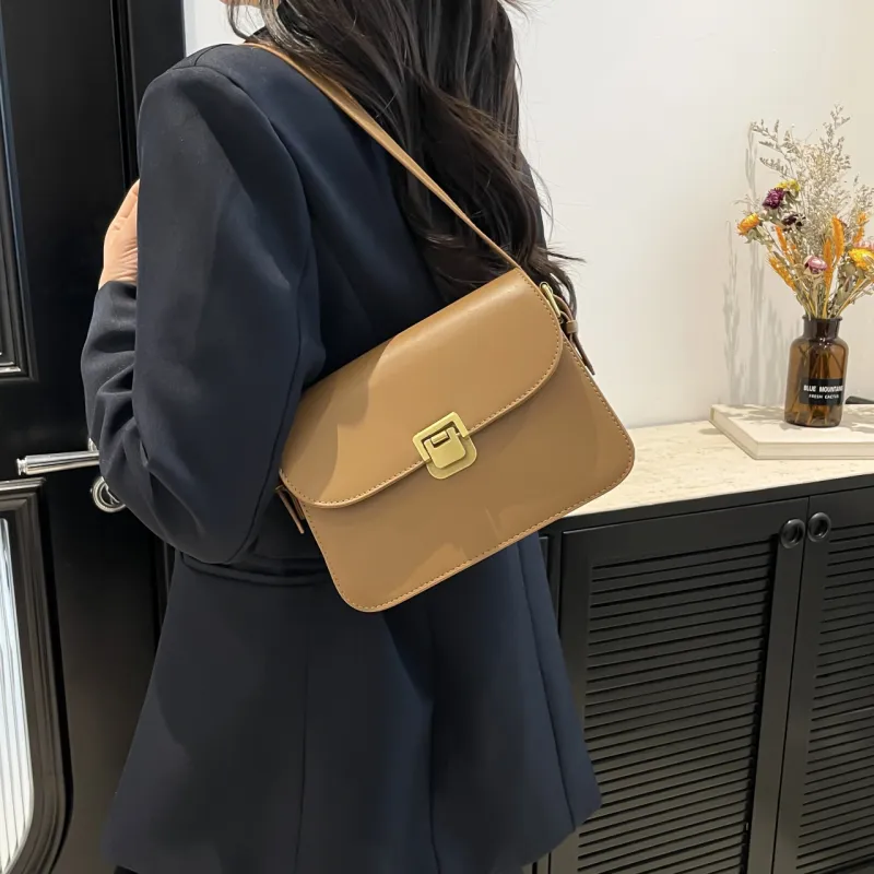RIVMIND PU Shoulder Bag Women's White/Black/Coffee/Brown-19
