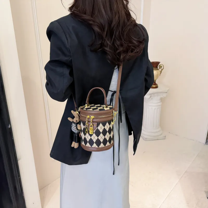 RIVMIND PU Bucket Bag Handbag Women's Black/Brown-9