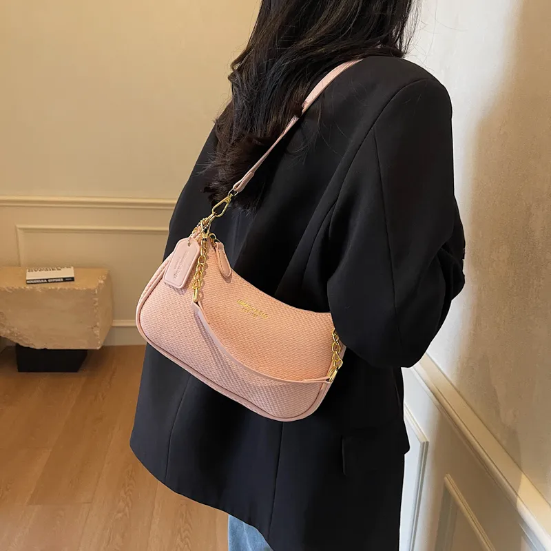 RIVMIND PU Shoulder Bag Women's Ecru/Black/Khaki/Pink-22
