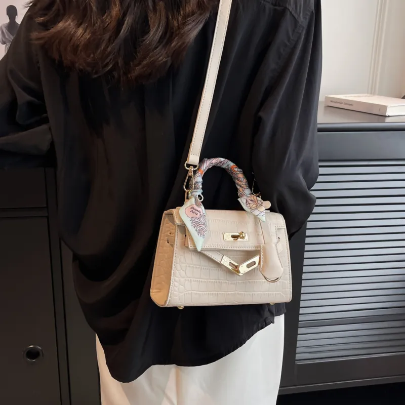 RIVMIND PU Handbag Women's White/Black/Pink-1