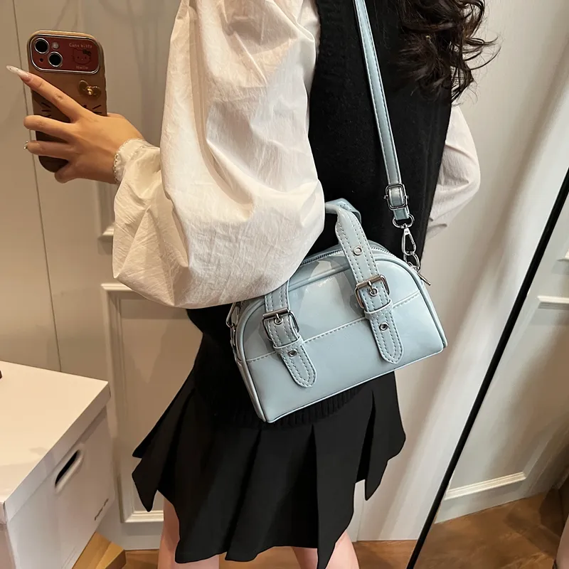 RIVMIND PU One Shoulder Handbag Women's Ecru/Pink/Light Blue/Red/Silver/Black-13