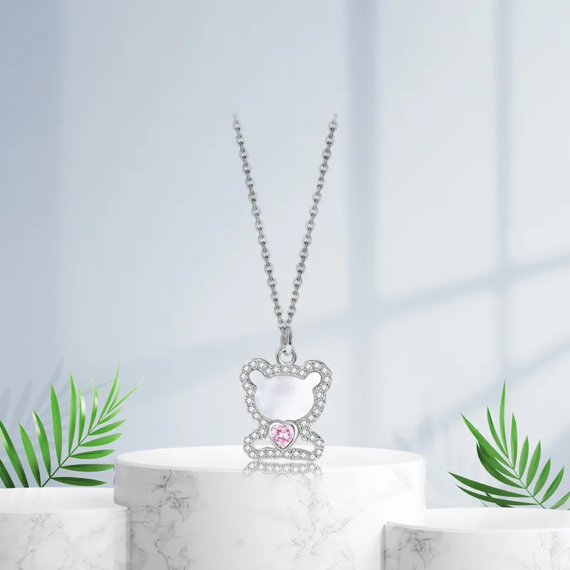 Teddy Bear Collection S925 Silver Necklaces Women's-1