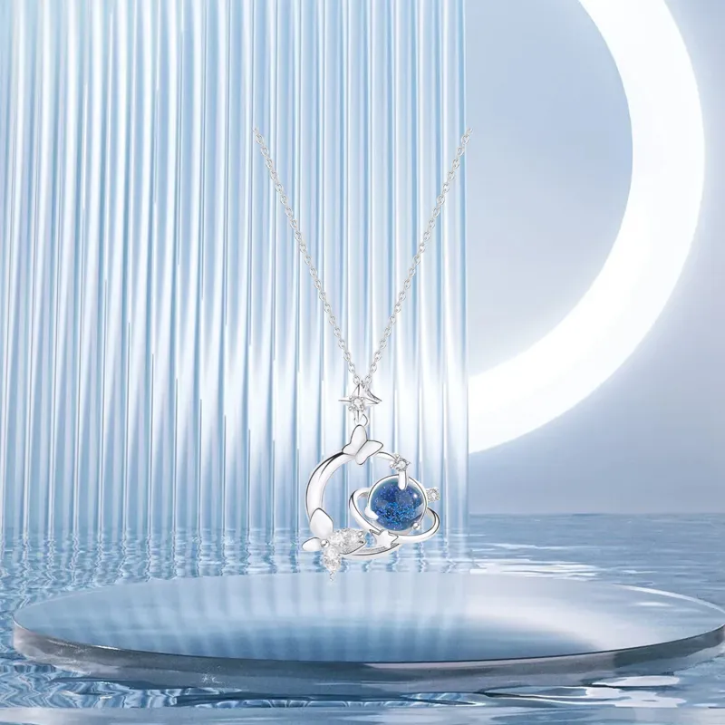 Teddy Bear Collection S925 Silver Necklaces Women's Silver-6