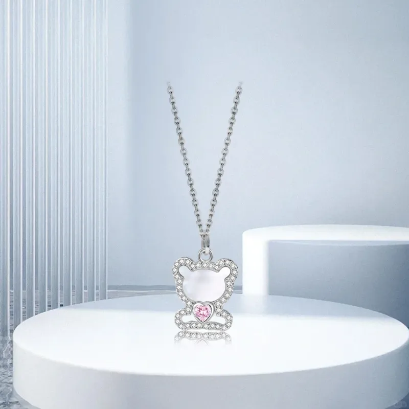 Teddy Bear Collection S925 Silver Necklaces Women's-2