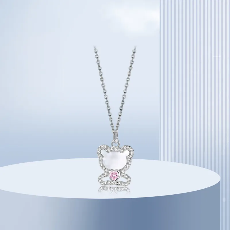 Teddy Bear Collection S925 Silver Necklaces Women's-4