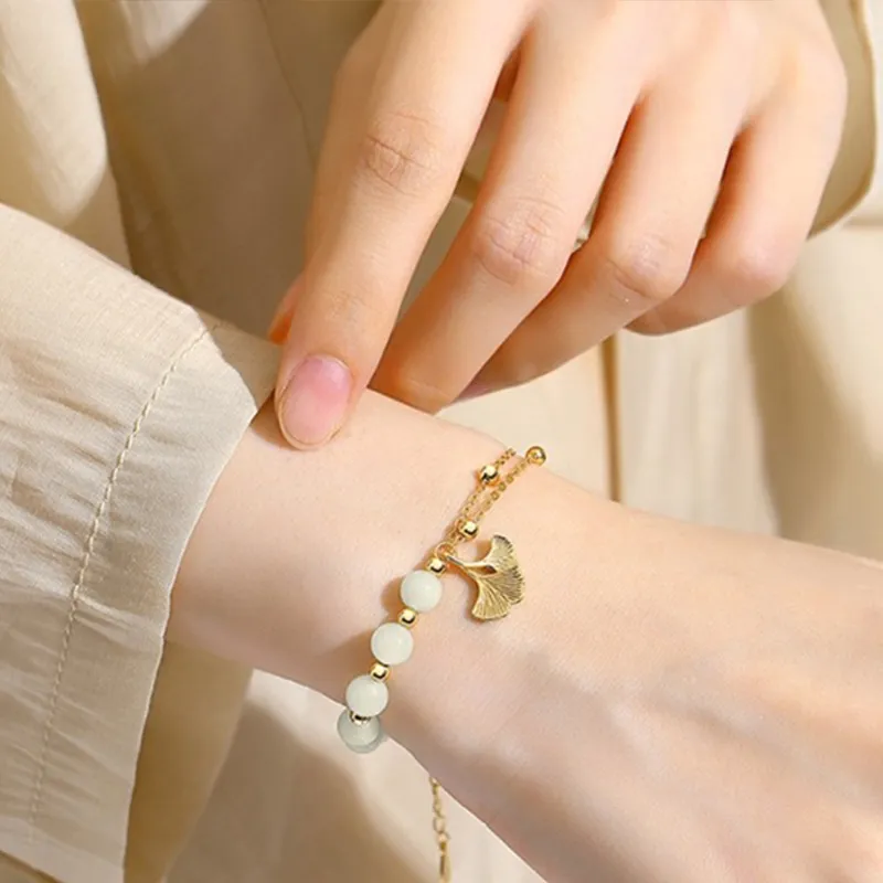FMC Hetian Jade Bracelets Women's Pale Greenish White Jade-3