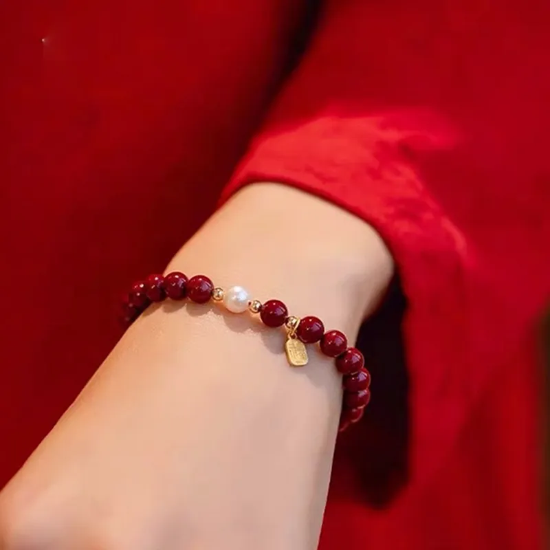 FMC Reconstructed Cinnabar Jade Bracelets Women's-2