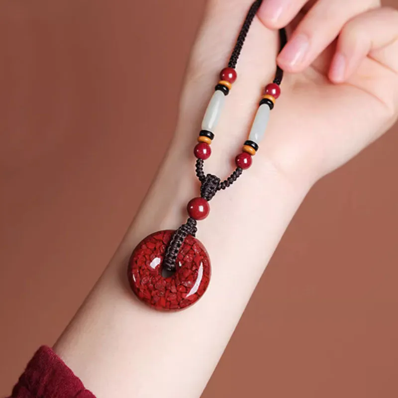 FMC Reconstructed Cinnabar Jade Necklaces Unisex-1