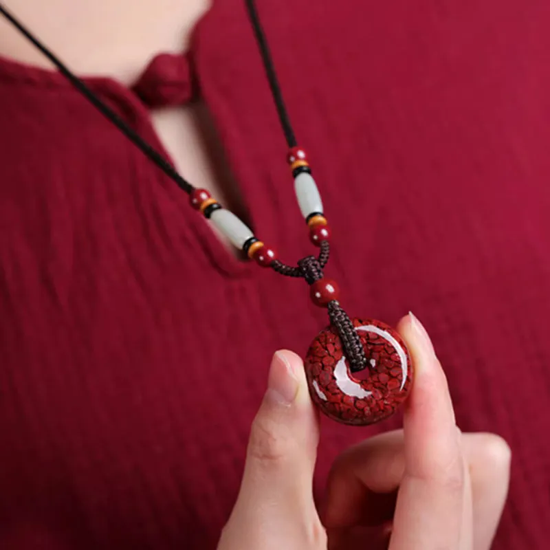 FMC Reconstructed Cinnabar Jade Necklaces Unisex-2