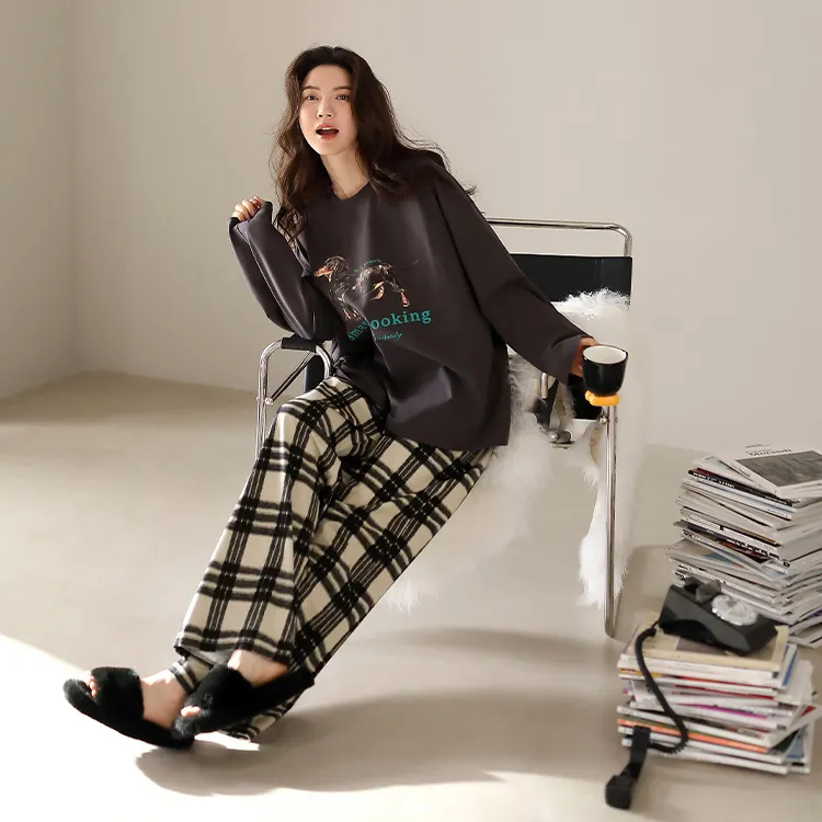 Yue Nei Pajama Set Women's Dark Gray-5