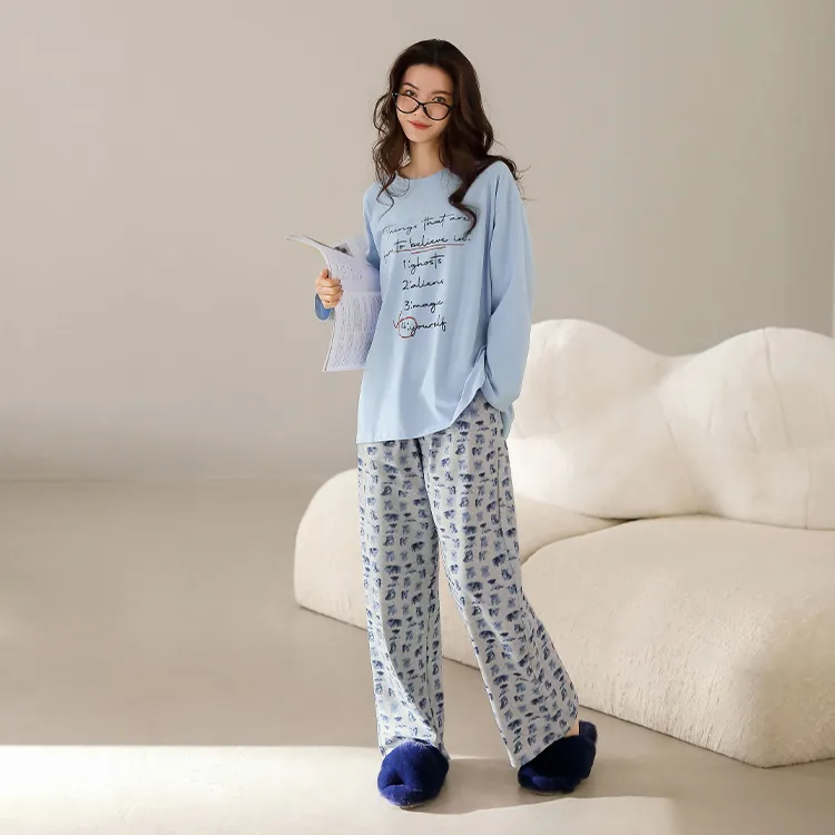 Yue Nei Pajama Set Women's Morning Mist Blue-4