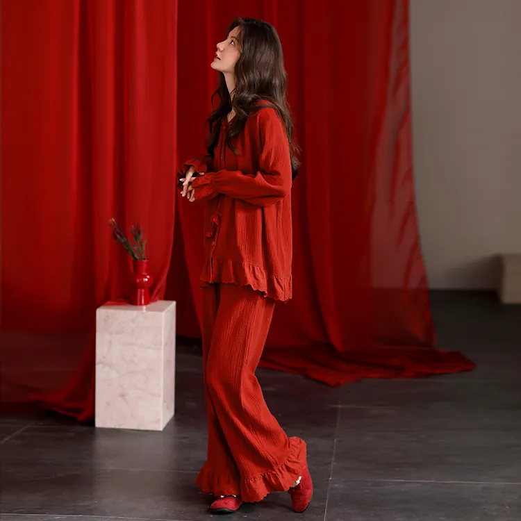 Yue Nei Pajama Set Women's China Red-4
