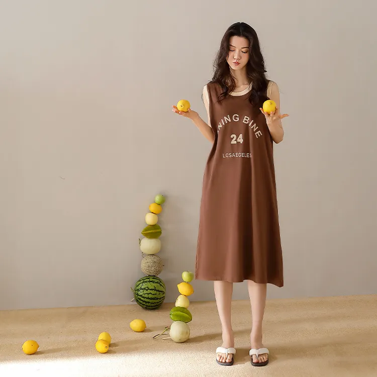 Yue Nei Nightgown Women's Coffee Brown-2