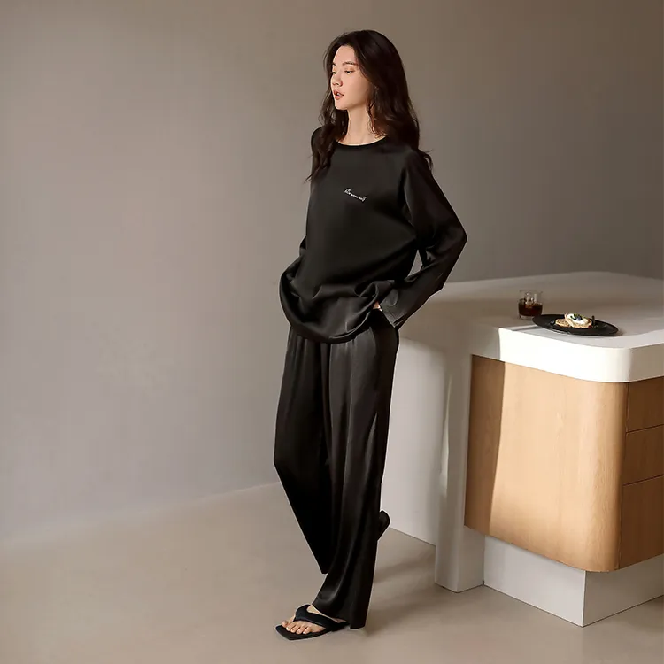 Yue Nei Pajama Set Women's Elegant Black-2