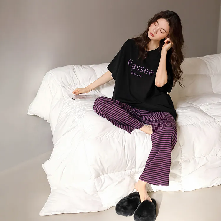 Yue Nei Pajama Set Women's Casual Black-2