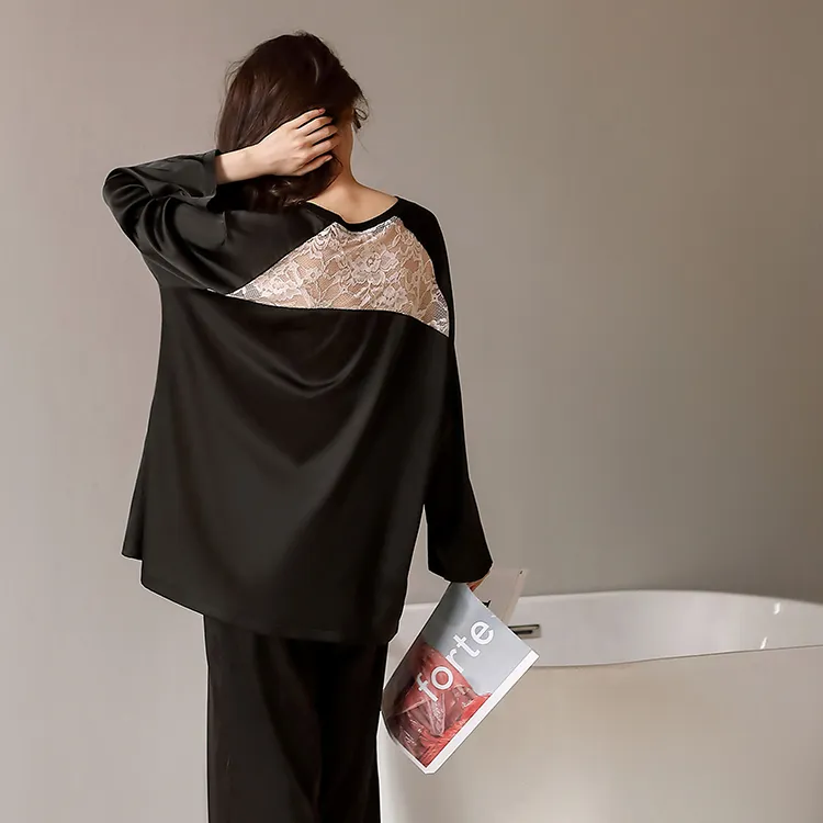 Yue Nei Pajama Set Women's Elegant Black-1