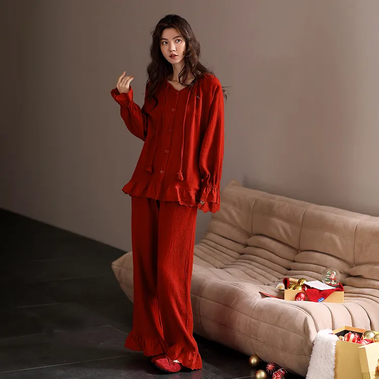 Yue Nei Pajama Set Women's China Red-1