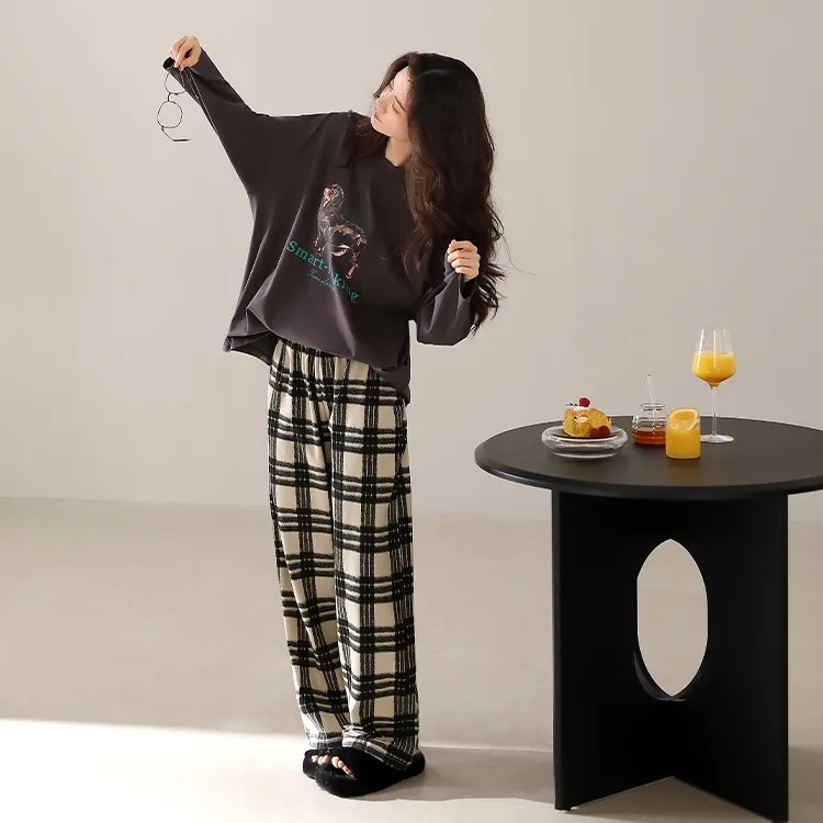 Yue Nei Pajama Set Women's Dark Gray-4