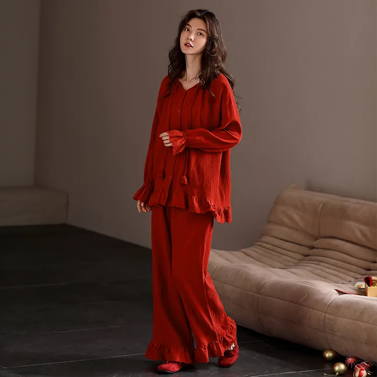 Yue Nei Pajama Set Women's China Red-2