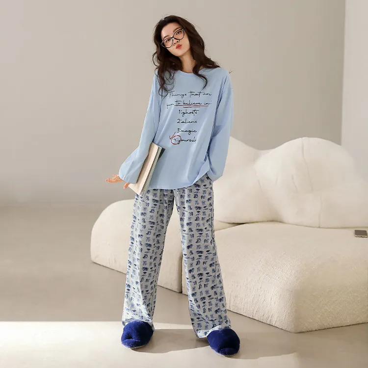 Yue Nei Pajama Set Women's Morning Mist Blue-1