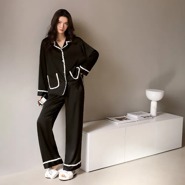 Yue Nei Pajama Set Women's Elegant Black-1