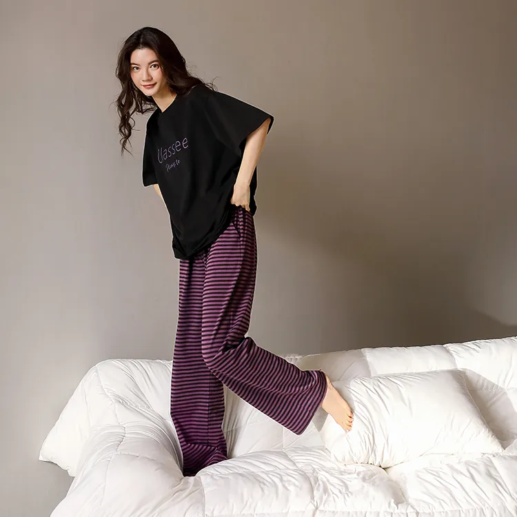 Yue Nei Pajama Set Women's Casual Black-4