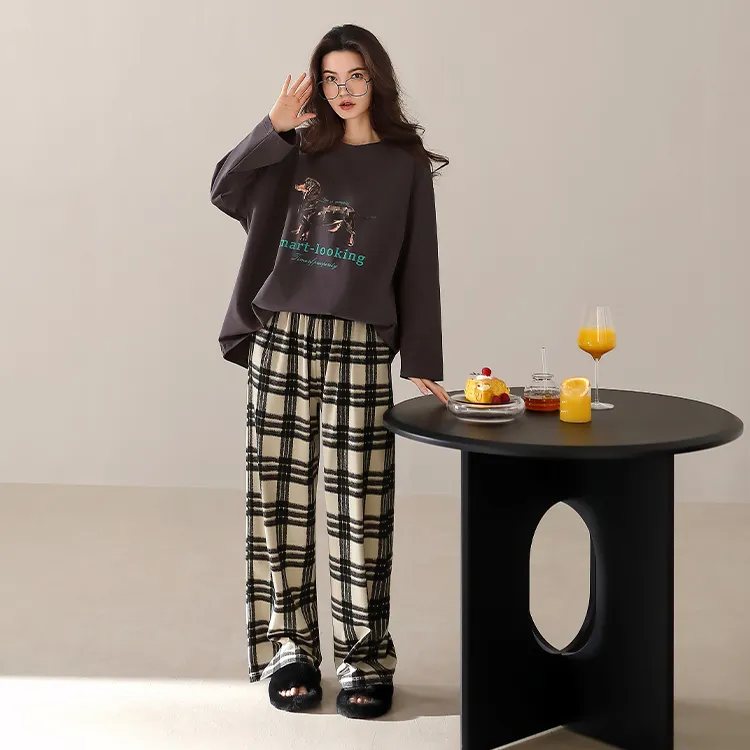 Yue Nei Pajama Set Women's Dark Gray-1