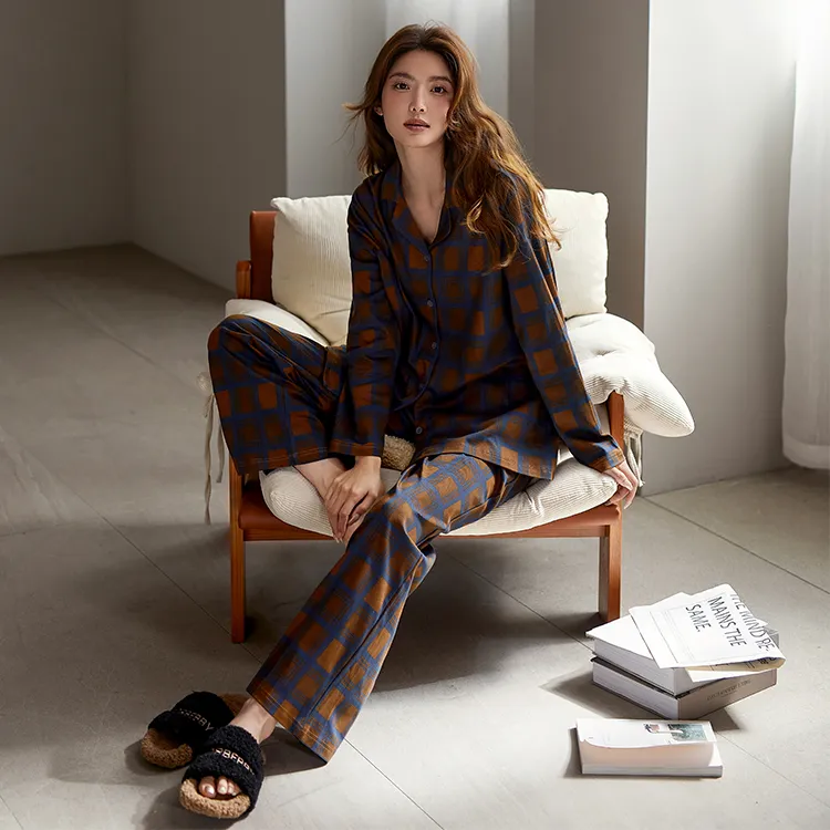 Yue Nei Pajama Set Women's Tan Wood Brown-1
