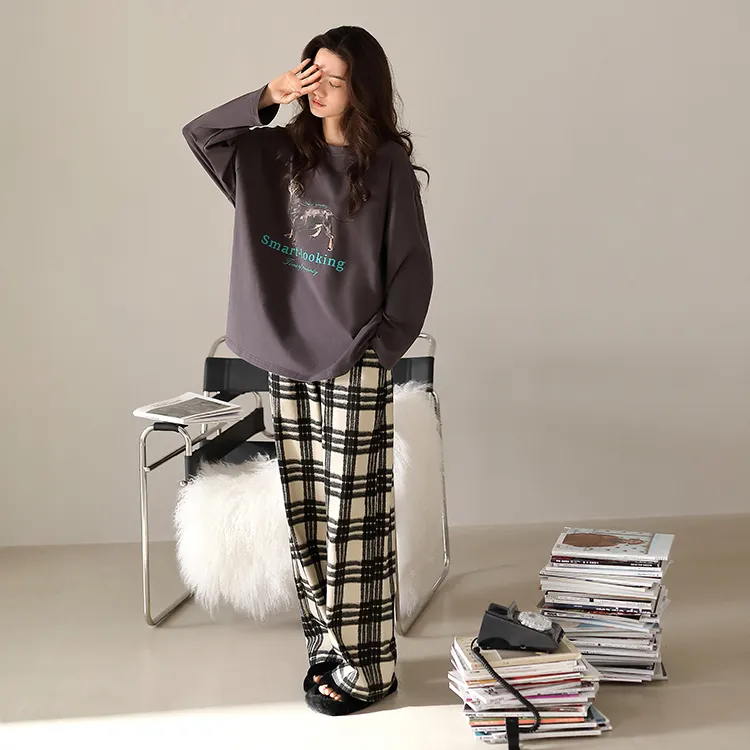 Yue Nei Pajama Set Women's Dark Gray-2