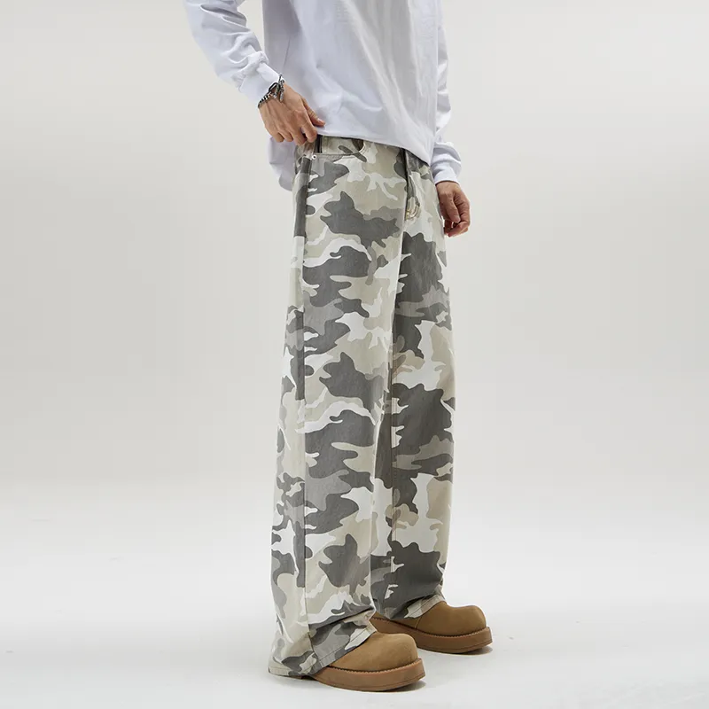 PAINT STAIN Jeans Unisex Gray Camouflage-10