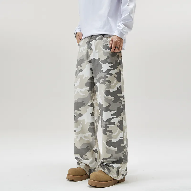 PAINT STAIN Jeans Unisex Gray Camouflage-11