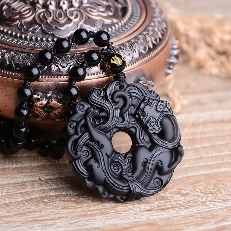 Merci&Merde Obsidian Jade Necklaces Unisex-1
