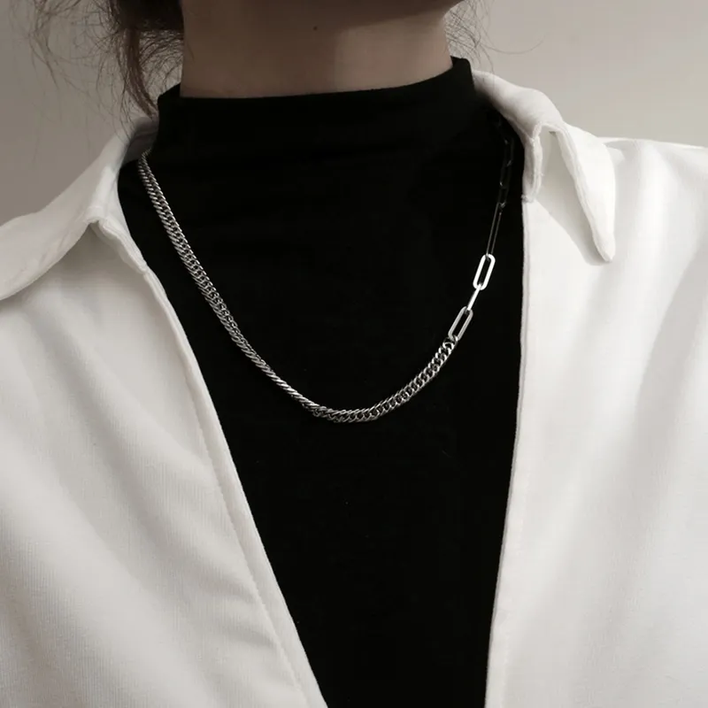 AKAK Titanium Steel Minimalist Hip Hop Style Collarbone Chain Sweater Chain Men's-1