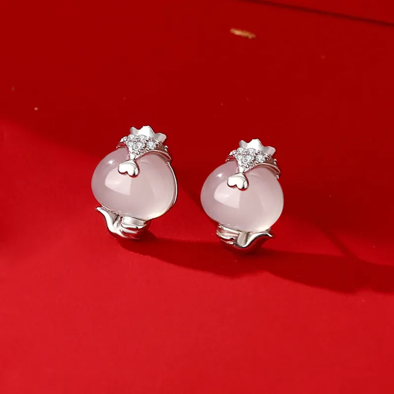 2801 S925 Silver Stud Earrings Women's-1