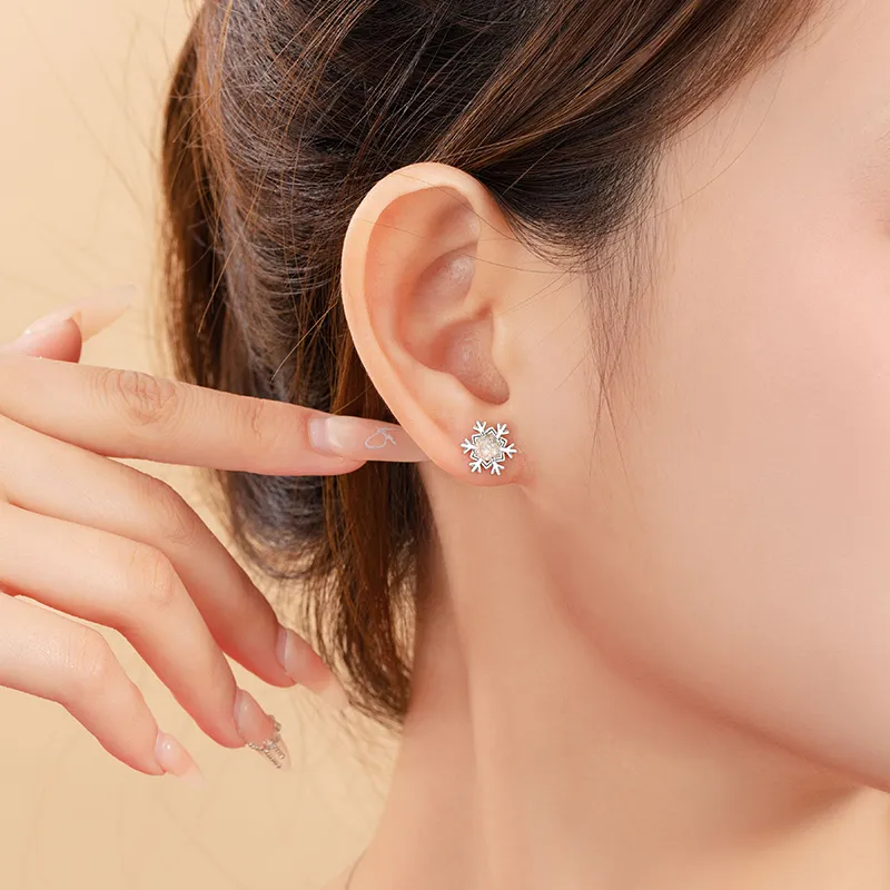2801 S925 Silver Stud Earrings Women's-4