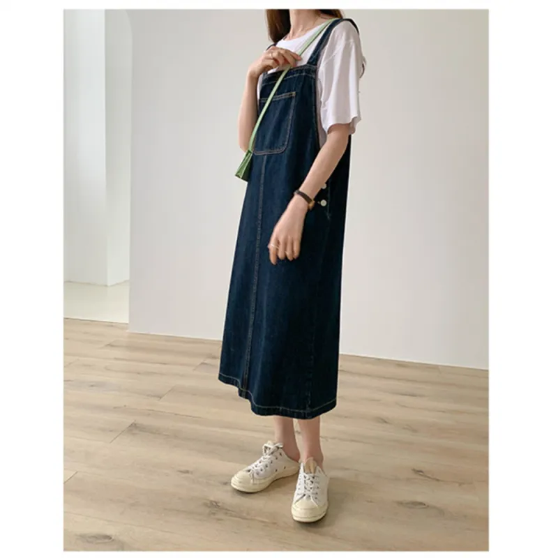 ZWTX STUDIO Denim Long Skirt Women's Dark Blue-1