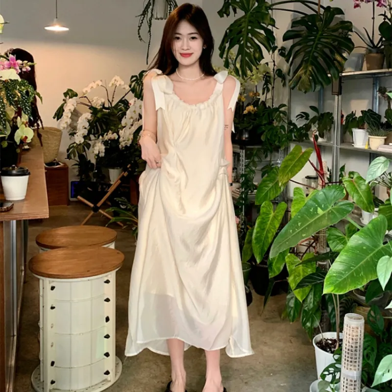 ZWTX STUDIO Slip Dresses Women's Apricot-4
