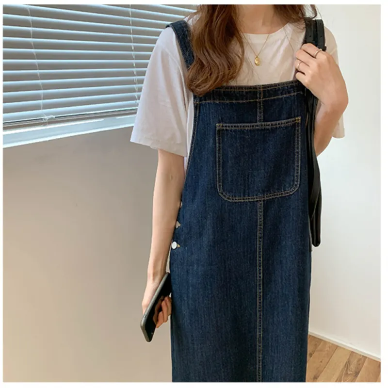ZWTX STUDIO Denim Long Skirt Women's Dark Blue-5