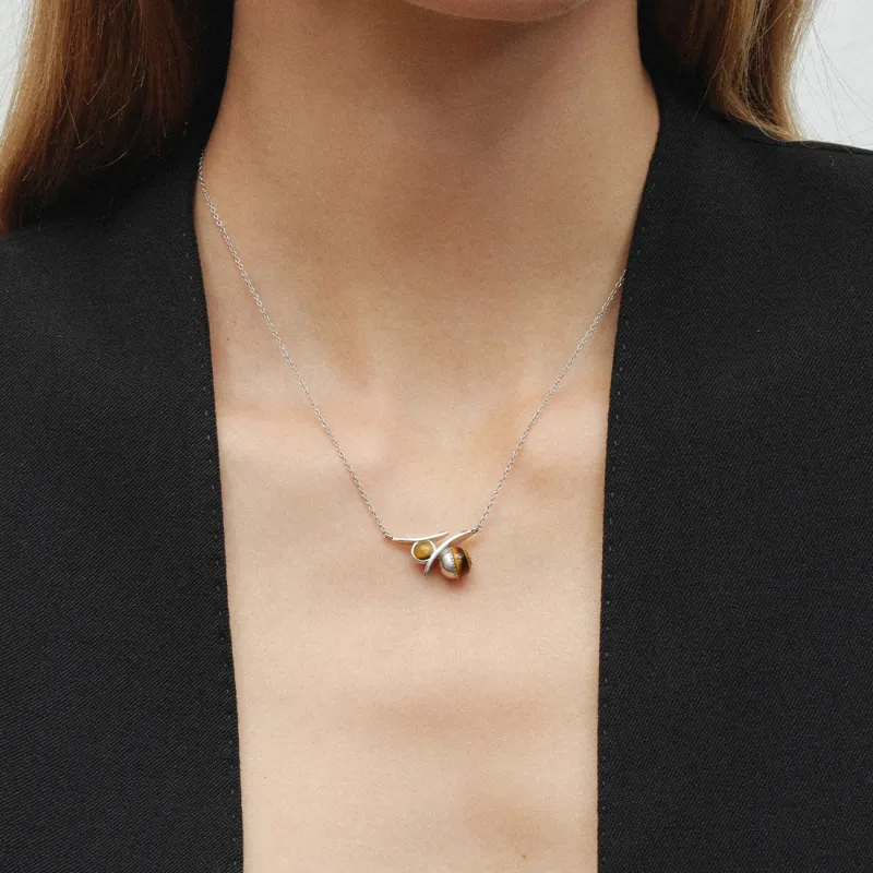 HUSSAIN Tiger's Eye Stone Necklaces Women's-2