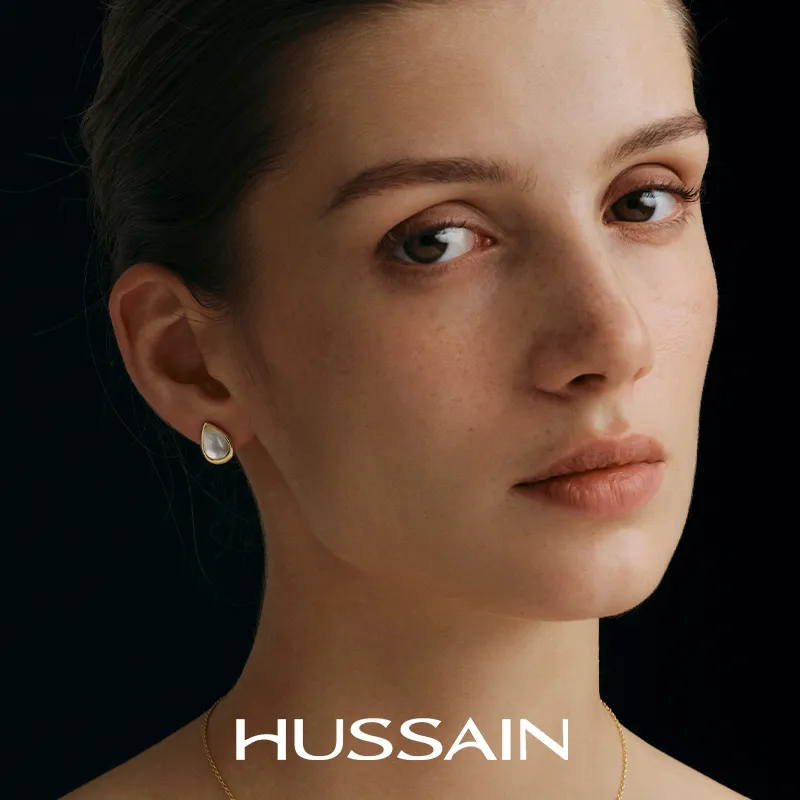HUSSAIN 925 Sterling Silver Stud Earrings Women's-1