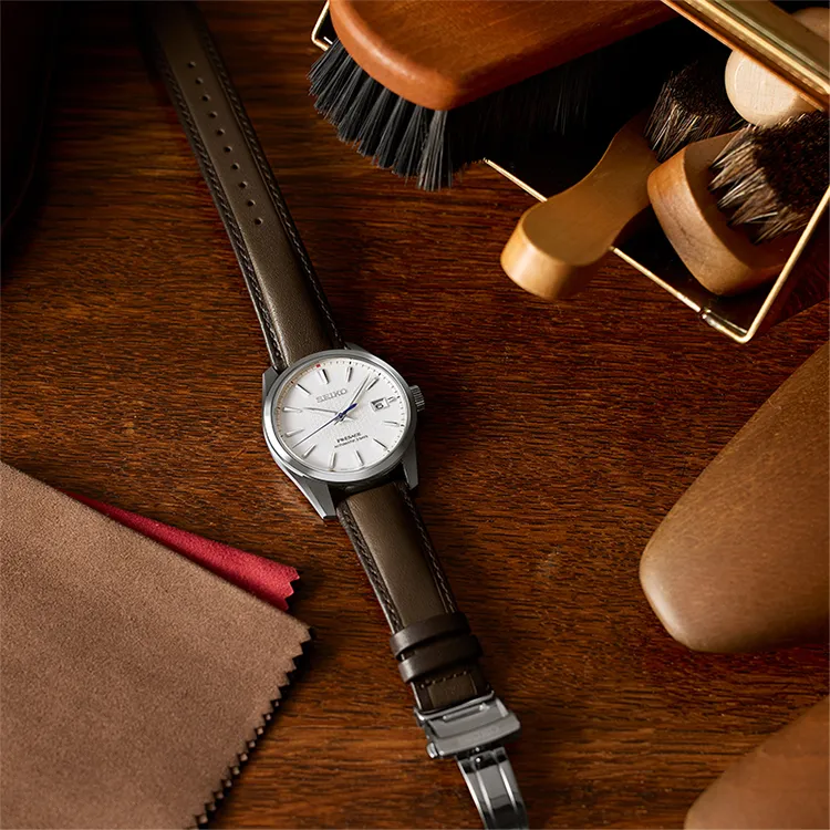 SEIKO Presage Series Mechanical Movement Leather Watch Bands Watch Men's Watches Gray Dial SPB413J1-3