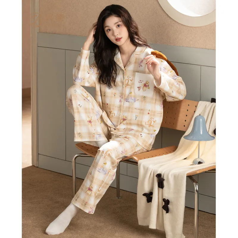 Gongdie x Disney Pajama Set Women's Yellow Apricot Color-5