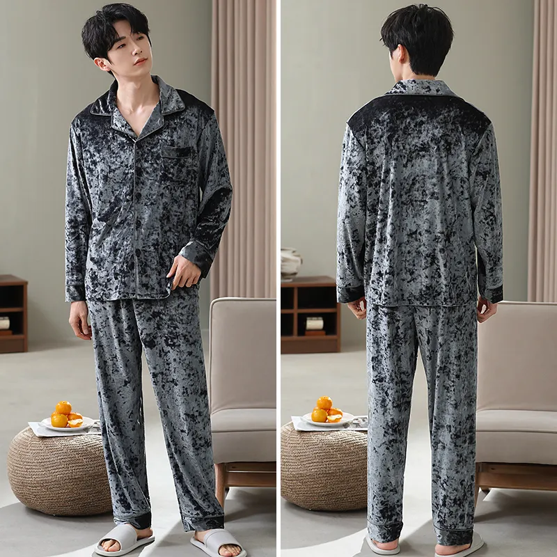 Gongdie Pajama Set Men's Dark Gray-5