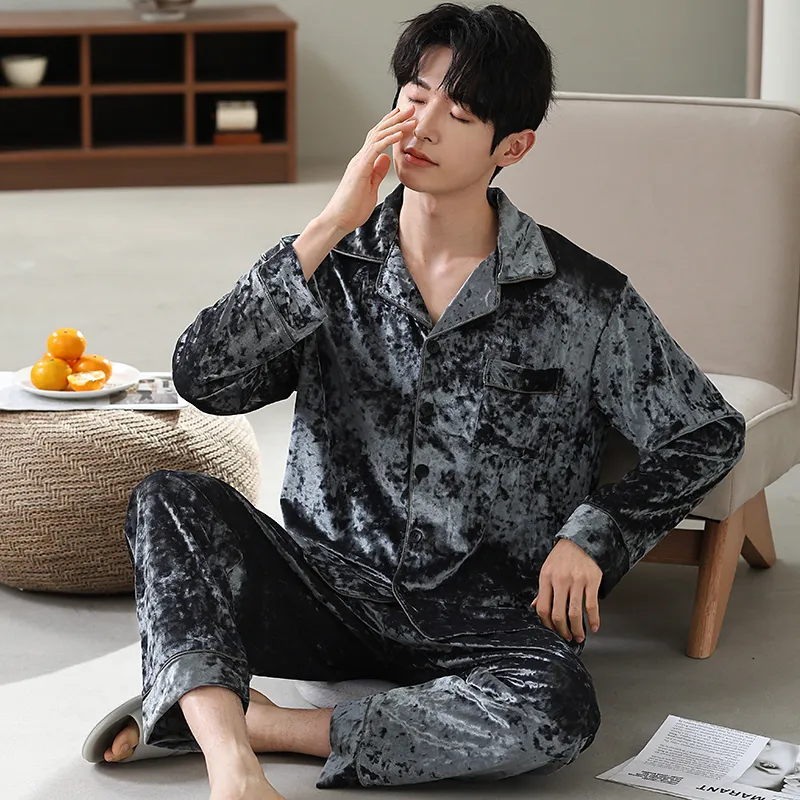 Gongdie Pajama Set Men's Dark Gray-1