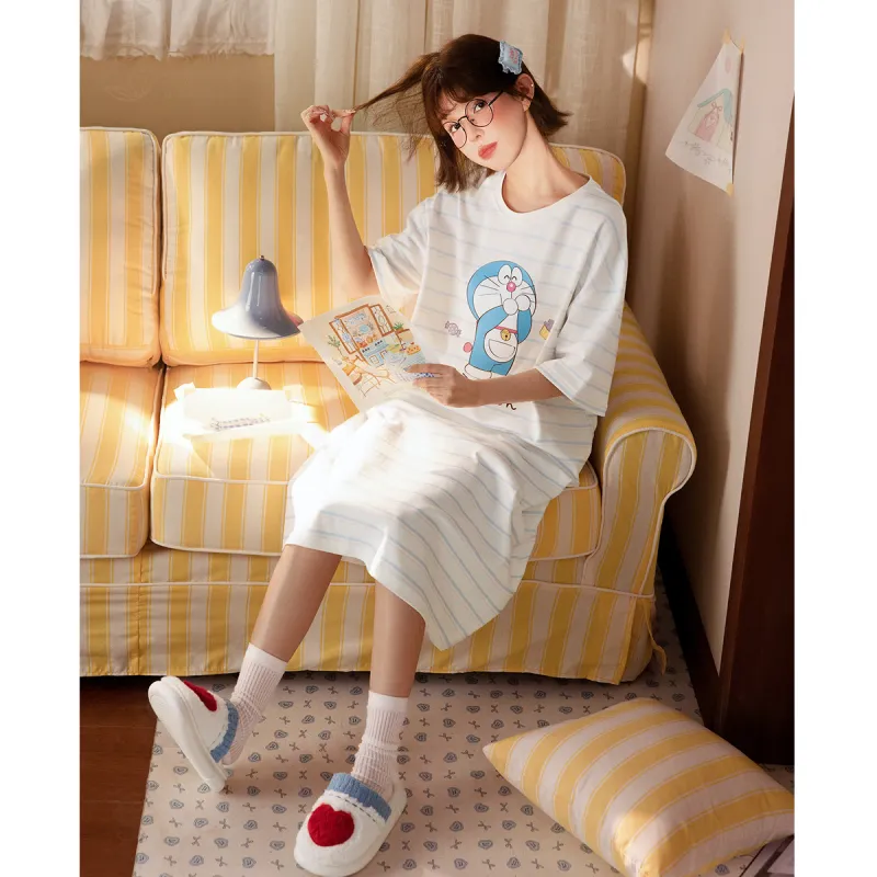 Gongdie x Doraemon/A, Nightgown Women's Gift Box Set White-5