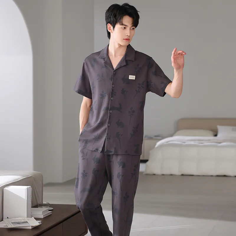 Gongdie Pajama Set Men's Dark Gray-5