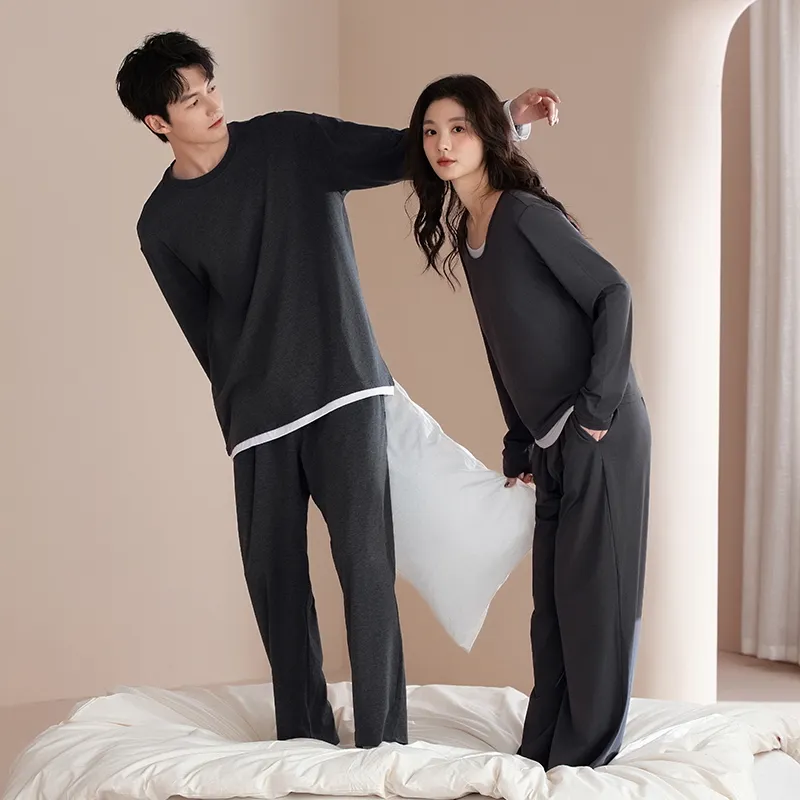 Gongdie Pajama Set Unisex Dark Gray-2