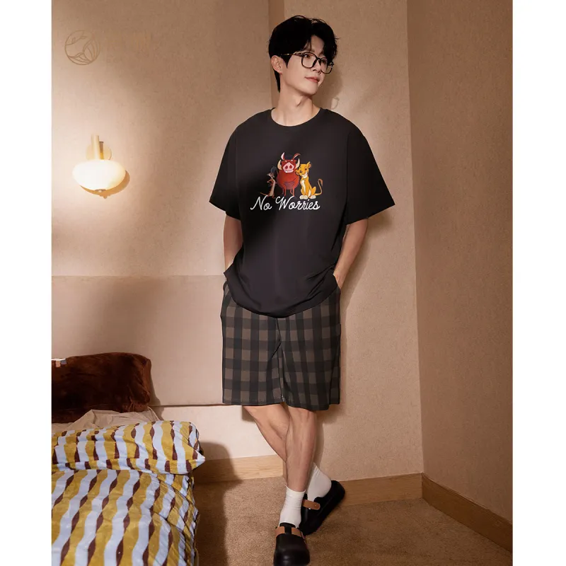 Gongdie x SHIZIWANG,LIANMINGKUAN Pajama Set Men's Gray-4