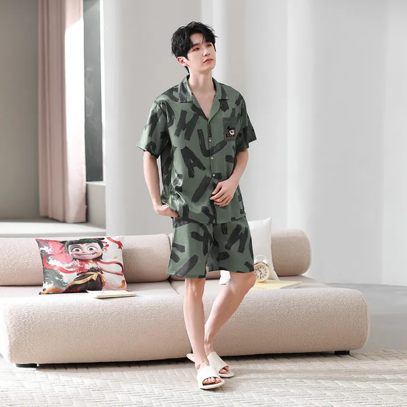 Gongdie x NEZHA,LIANMINGKUAN Pajama Set Unisex Green-11